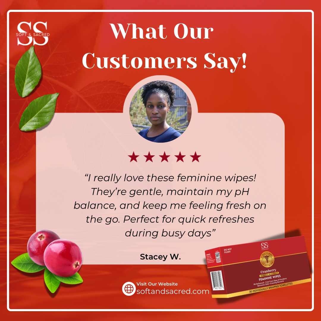 Cranberry Feminine Wipes- For Odor Protection & Daily Freshening