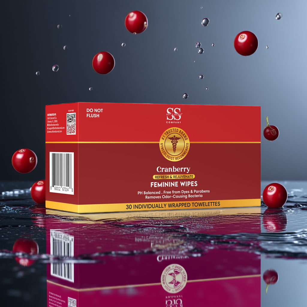 Cranberry Feminine Wipes- For Odor Protection & Daily Freshening