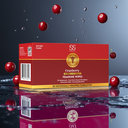 Cranberry Feminine Wipes- For Odor Protection & Daily Freshening